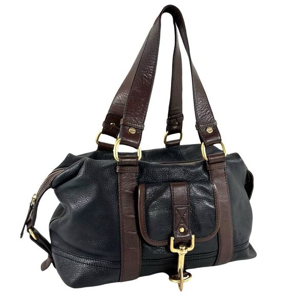 Y2K Vintage Tommy Hilfiger Black Leather Satchel Bag - Picture 1 of 11
